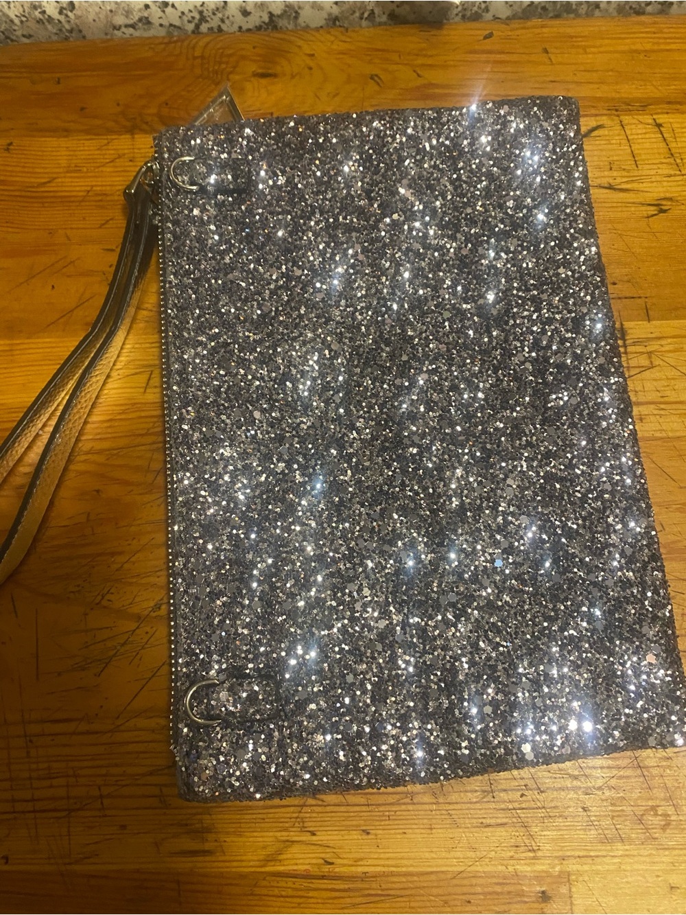 Guess authentic Sparkling Silver Glitter Wristlet Clutch